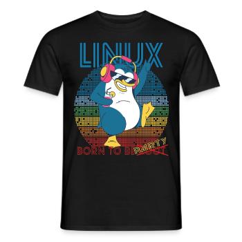Linux Party Born To Be Root Geek Game Programmer A - Men's T-Shirt - black - Front - AI Model Male 178 light (178cm)