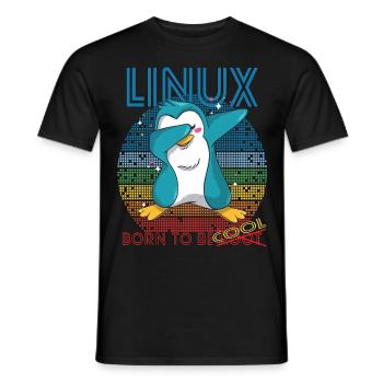 Linux Cool Born To Be Root Cute Penguin Geek Admin - Men's T-Shirt - black - Front - AI Model Male 178 light (178cm)