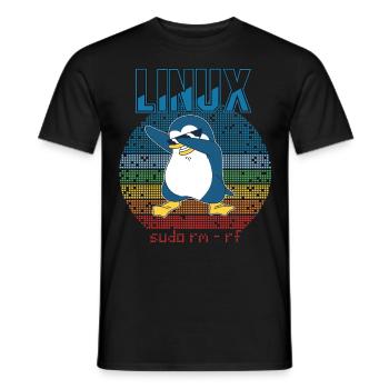 Linux sudo root geek admin pingouin nerd programmeur - T-shirt homme - noir - Devant - AI Model Male 178 light (178cm)