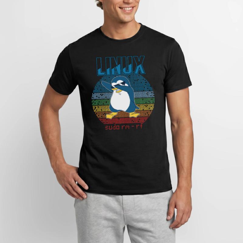 Linux sudo root geek admin pingouin nerd programmeur T-shirt homme