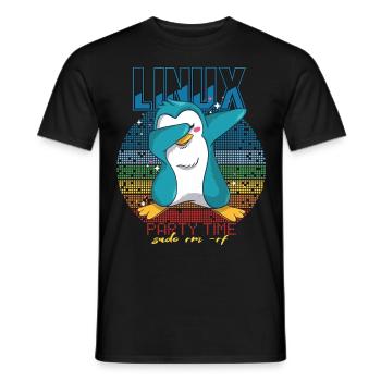 Linux Party Sudo Root Geek Cute Penguin Nerd Progr - Men's T-Shirt - black - Front - AI Model Male 178 light (178cm)