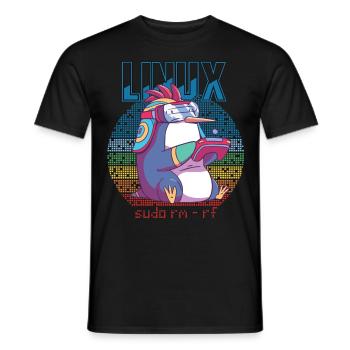 Linux Gamer Sudo Root Geek Admin Penguin Nerd Prog - Männer T-Shirt - Schwarz - Vorne - AI Model Male 178 light (178cm)