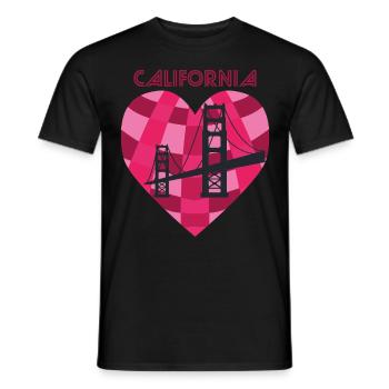 San Francisco Heart Golden Gate Bridge Love Caliph - Men's T-Shirt - black - Front - AI Model Male 178 light (178cm)