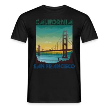 California San Francisco Holiday Golden Gate Brid - Men's T-Shirt - black - Front - AI Model Male 178 light (178cm)