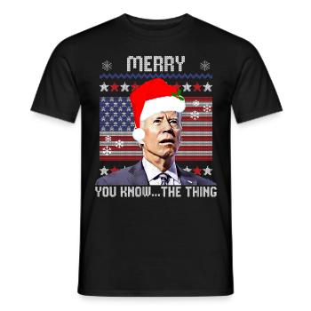 Joyeux vous savez la chose, Noël Biden 2022, - T-shirt homme - noir - Devant - AI Model Male 178 light (178cm)