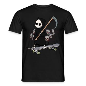 Skateboard Grim Reaper Closing Time End Horror Death - Men's T-Shirt - black - Front - AI Model Male 178 light (178cm)