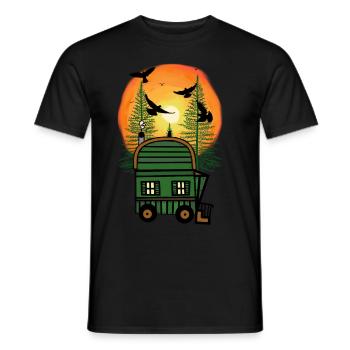 Bauwagen Naturfreund Freizeit Hippie wohnen Öko - Männer T-Shirt - Schwarz - Vorne - AI Model Male 178 light (178cm)