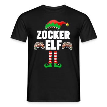 Weinachten Weihnachtself Gamer Zocker Gaming Elfen - Männer T-Shirt - Schwarz - Vorne - AI Model Male 178 light (178cm)