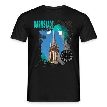 Darmstadt Germany City Skyline Vintage Retro - Men's T-Shirt - black - Front - AI Model Male 178 light (178cm)