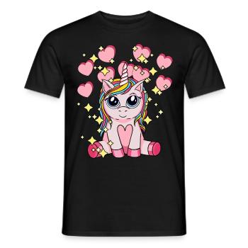 Hearty Unicorn Mythical Animal Children Stardust - Men's T-Shirt - black - Front - AI Model Male 178 light (178cm)