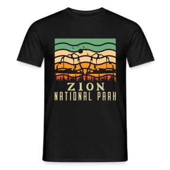 Zion National Park Utah Hiking Camping Outdoor - Men's T-Shirt - black - Front - AI Model Male 178 light (178cm)