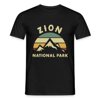 Zion National Park Utah Hiking Camping Outdoor - Men's T-Shirt - black - Front - AI Model Male 178 light (178cm)
