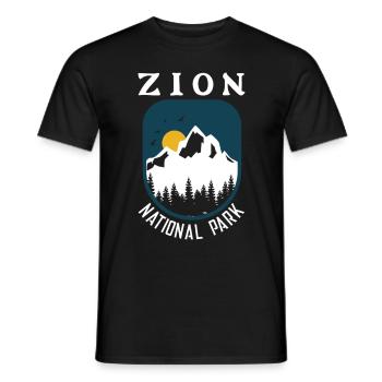 Zion National Park Utah Hiking Camping Outdoor - Men's T-Shirt - black - Front - AI Model Male 178 light (178cm)