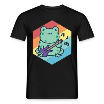 Netter Gitarrist-Frosch-Gitarren-Rockgitarren-Musi - Männer T-Shirt - Schwarz - Vorne - AI Model Male 178 light (178cm)