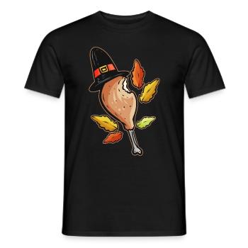 Baguette de dinde avec chapeau de pèlerin - T-shirt homme - noir - Devant - AI Model Male 178 light (178cm)