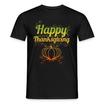 Pumpkin With Ornaments Logo For Happy Thanksgiving - Men's T-Shirt - black - Front - AI Model Male 178 light (178cm)