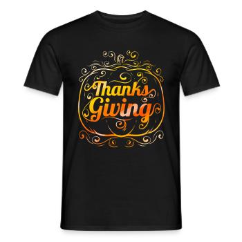 Ornement orange citrouille Thanksgiving - T-shirt homme - noir - Devant - AI Model Male 178 light (178cm)