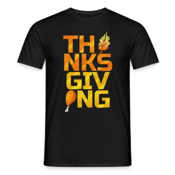 THNKSGVNG Leave And Drumstick Logo Thanksgiving - T-shirt homme - noir - Devant - AI Model Male 178 light (178cm)