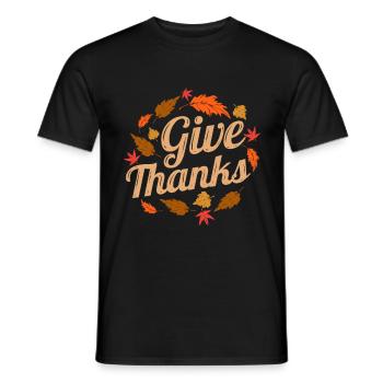 Brown Leaves Give Thanks Autumn Thanksgiving - Men's T-Shirt - black - Front - AI Model Male 178 light (178cm)