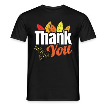 Thank You Logo with Colored Feathers Thanksgiving - Männer T-Shirt - Schwarz - Vorne - AI Model Male 178 light (178cm)