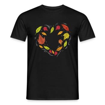 Les feuilles d’automne forment le cœur pour Thanksgiving - T-shirt homme - noir - Devant - AI Model Male 178 light (178cm)
