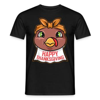 Turkey with Napkin Drool Bib Happy Thanksgiving - Men's T-Shirt - black - Front - AI Model Male 178 light (178cm)