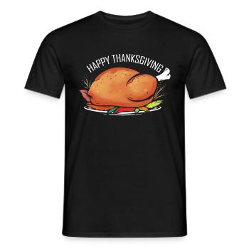Roasted Turkey On Plate Happy Thanksgiving - Männer T-Shirt - Schwarz - Vorne - AI Model Male 178 light (178cm)