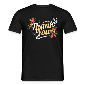 Merci Logo pour Thanksgiving - T-shirt homme - noir - Devant - AI Model Male 178 light (178cm)
