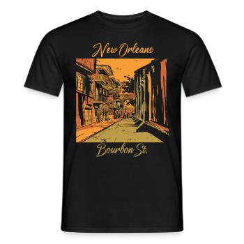 Souvenir-Louisiana Carnival Bourbon Street-New Or - T-shirt homme - noir - Devant - AI Model Male 178 light (178cm)