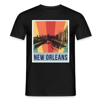 New Orleans Souvenir Carnaval Bourbon Street Louis - T-shirt homme - noir - Devant - AI Model Male 178 light (178cm)