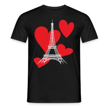 Tour Eiffel avec Coeur-Amour-Paris-Souvenir-France - T-shirt homme - noir - Devant - AI Model Male 178 light (178cm)