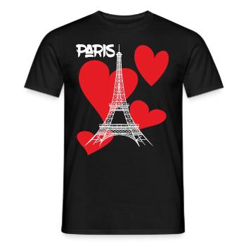 Paris-Eiffelturm mit Herz-Andenken-Frankreich-Fran - Männer T-Shirt - Schwarz - Vorne - AI Model Male 178 light (178cm)