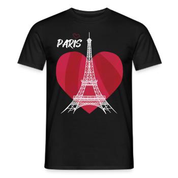 Paris-Eiffelturm mit Herz-Frankreich-Souvenir-Fran - Männer T-Shirt - Schwarz - Vorne - AI Model Male 178 light (178cm)