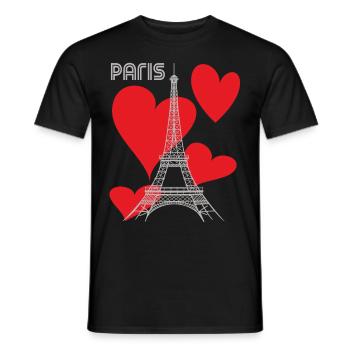 Paris Tour Eiffel amoureuse du cœur de la France - T-shirt homme - noir - Devant - AI Model Male 178 light (178cm)