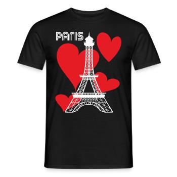 Touristes-Paris-Coeur-Tour Eiffel-France-Souvenir - T-shirt homme - noir - Devant - AI Model Male 178 light (178cm)