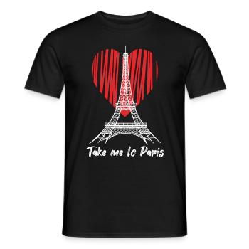 Tour Eiffel L’amour m’emmène à Paris France - T-shirt homme - noir - Devant - AI Model Male 178 light (178cm)