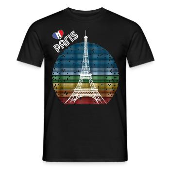 Love Paris Retro Tour Eiffel France Souvenir F - T-shirt homme - noir - Devant - AI Model Male 178 light (178cm)