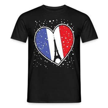 Schnee Paris Winter Eiffelturm Frankreich Schneefl - Männer T-Shirt - Schwarz - Vorne - AI Model Male 178 light (178cm)
