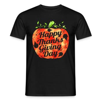 citrouille heureux grâce jour de thanksgiving - T-shirt homme - noir - Devant - AI Model Male 178 light (178cm)