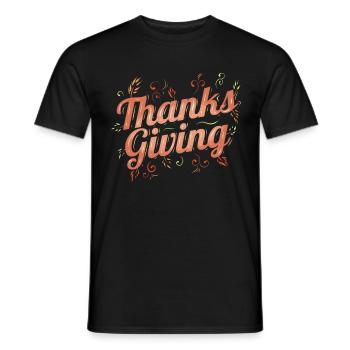 Brown Logo for Thanks Giving Thanksgiving - Men's T-Shirt - black - Front - AI Model Male 178 light (178cm)