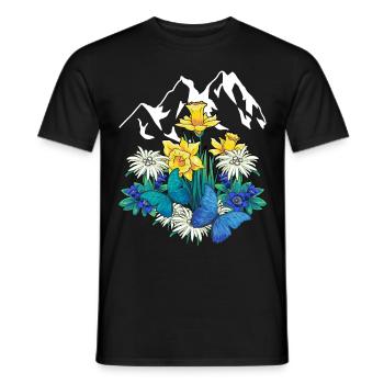 Autriche Tyrol printemps Nature Alm Gentiane Fleurs - T-shirt homme - noir - Devant - AI Model Male 178 light (178cm)