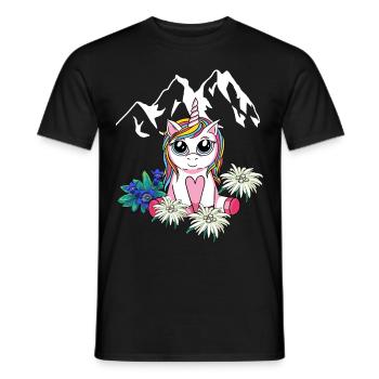 Alps Unicorn Children Tyrol Mountains Peaks Flowers - Men's T-Shirt - black - Front - AI Model Male 178 light (178cm)