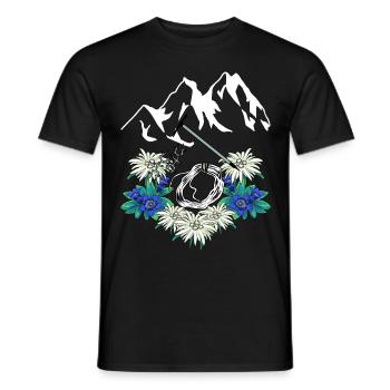 Alpes tyroliennes Gentiane Edelweiss Alpinistes Escalade - T-shirt homme - noir - Devant - AI Model Male 178 light (178cm)