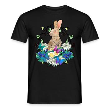 Début du printemps Lapin de Pâques Joyeuses Pâques Nature - T-shirt homme - noir - Devant - AI Model Male 178 light (178cm)