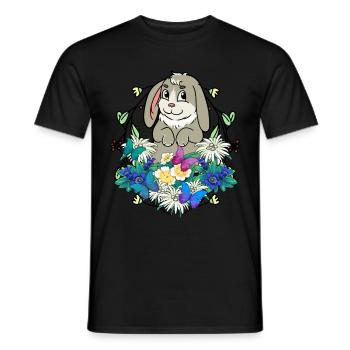 Début du printemps Lapin de Pâques Joyeuses Pâques Nature - T-shirt homme - noir - Devant - AI Model Male 178 light (178cm)