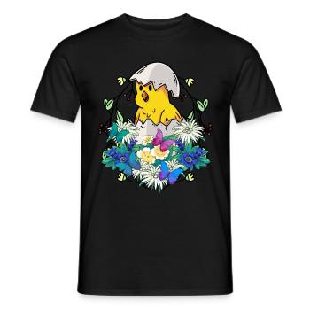 Début de printemps Poussins Volaille Joyeuses Pâques Nature - T-shirt homme - noir - Devant - AI Model Male 178 light (178cm)