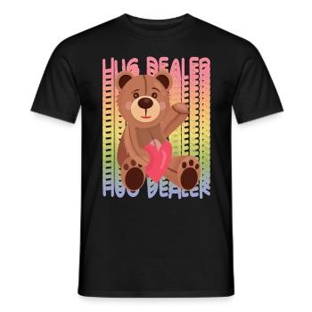 Hug Dealer Teddy with Heart Hug Dealer Rainbow Ted - Männer T-Shirt - Schwarz - Vorne - AI Model Male 178 light (178cm)