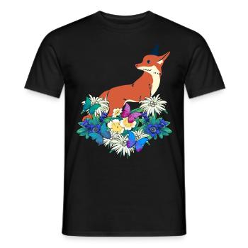 Early Spring Wild Animals Forest Animals Foxes - Men's T-Shirt - black - Front - AI Model Male 178 light (178cm)