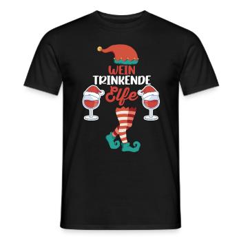 Weinachten Weihnachtself Wein Elfe Elfen - Männer T-Shirt - Schwarz - Vorne - AI Model Male 178 light (178cm)