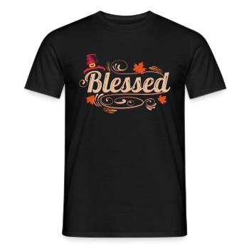 Béni avec un chapeau de pèlerin pour Thanksgiving - T-shirt homme - noir - Devant - AI Model Male 178 light (178cm)